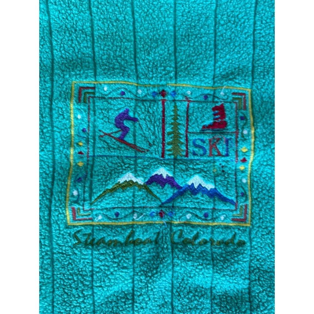 Sport‎ America Vintage Ski Fleece Sweatshirt Steamboat Colorado Teal Mens Large - Picture 3 of 6